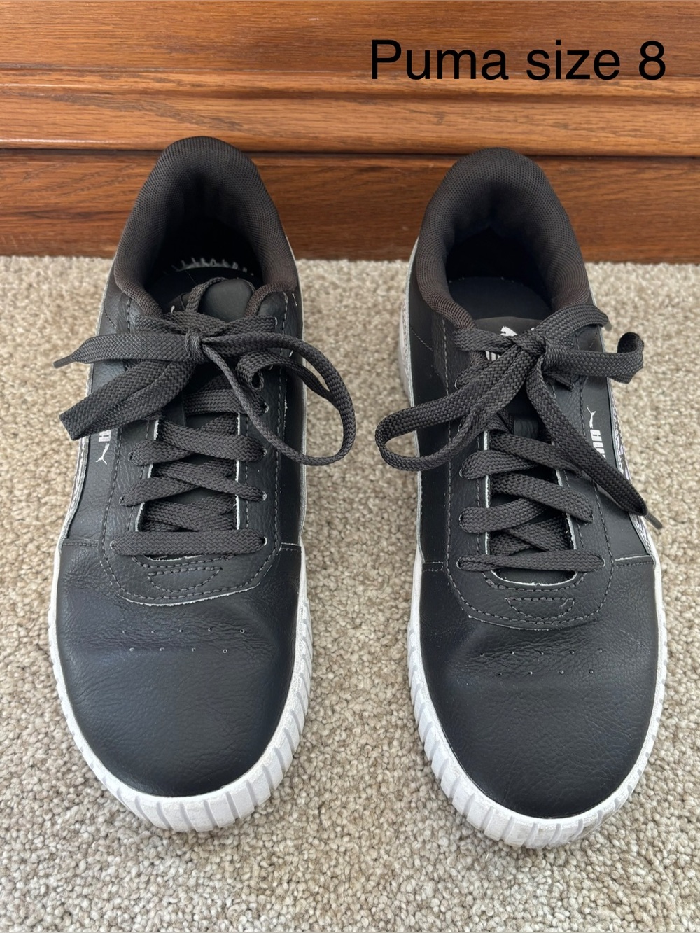 Puma Black Low-Top Sneakers with White Sole size 8